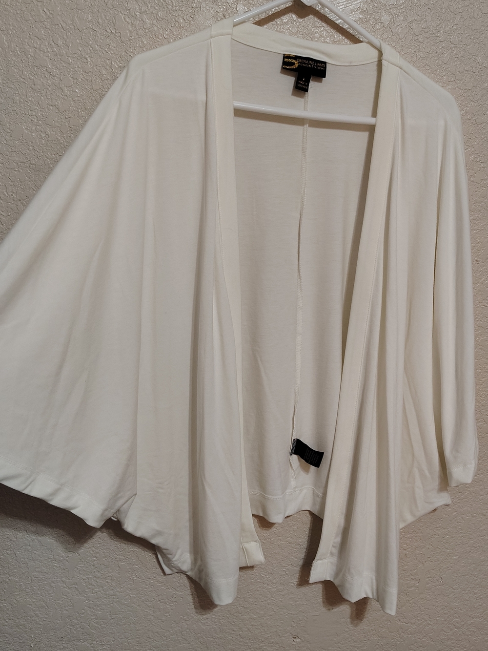 Serena Williams Cream Open-Front Draped Cardigan